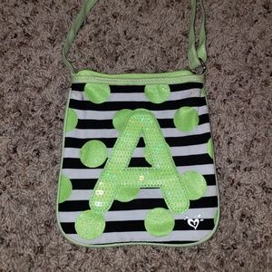 Justice "A" crossbody purse
